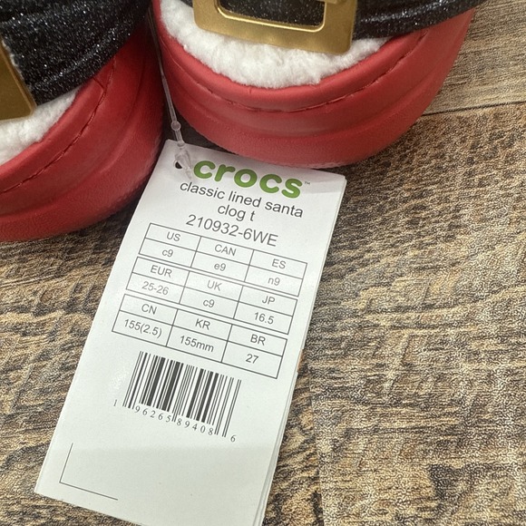 New Crocs Classic Lined Santa Clogs Toddler C9 – Red Faux Fur Holiday Shoes - Picture 3 of 10